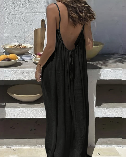 ☀️ Women's Solid Color Backless Cami Dress-lln